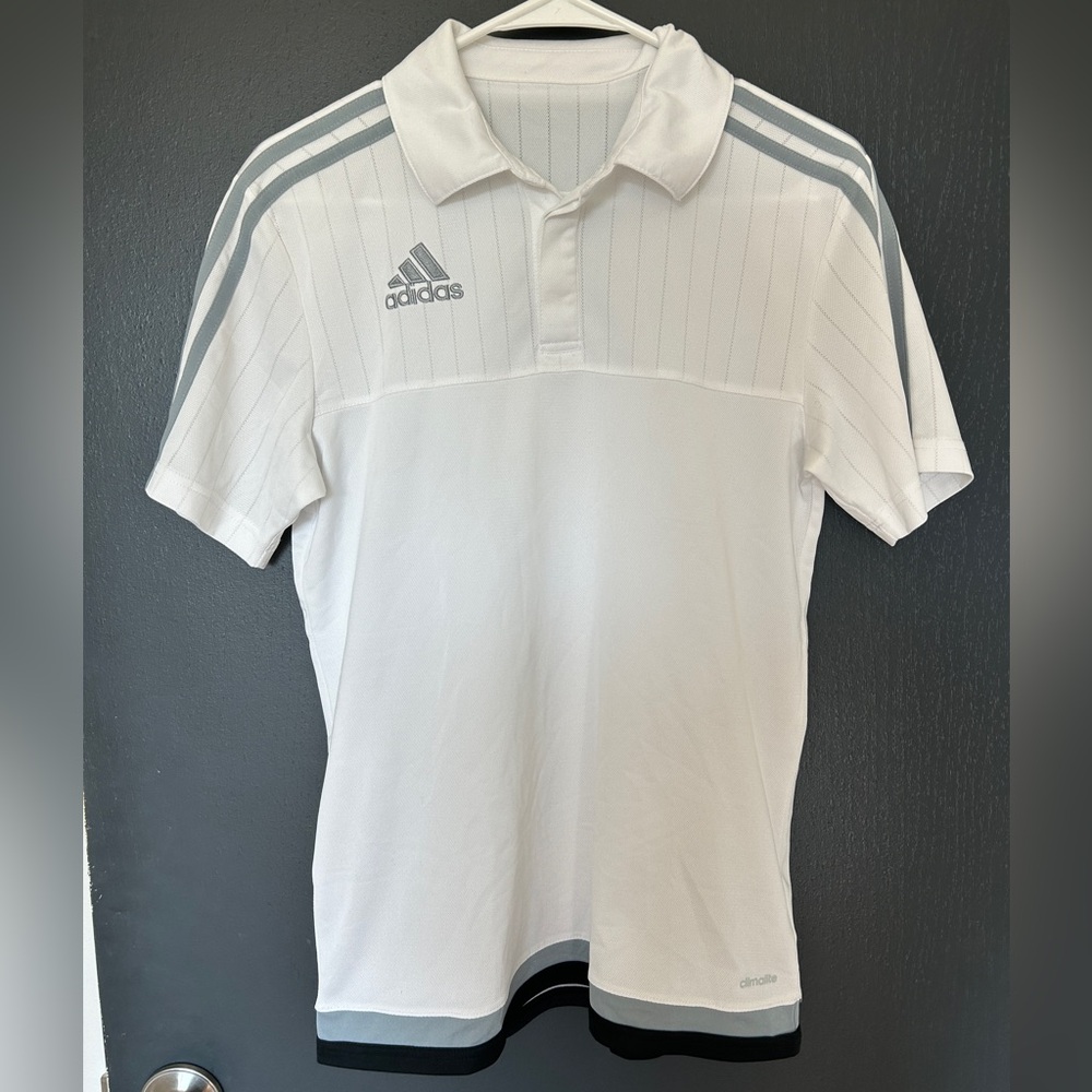 Adidas Men's White and Gray Polo Shirt